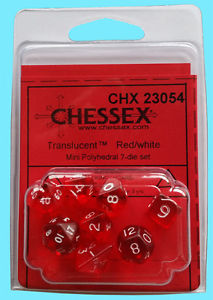 Dice set Mini Polyhedral Dice Red/White