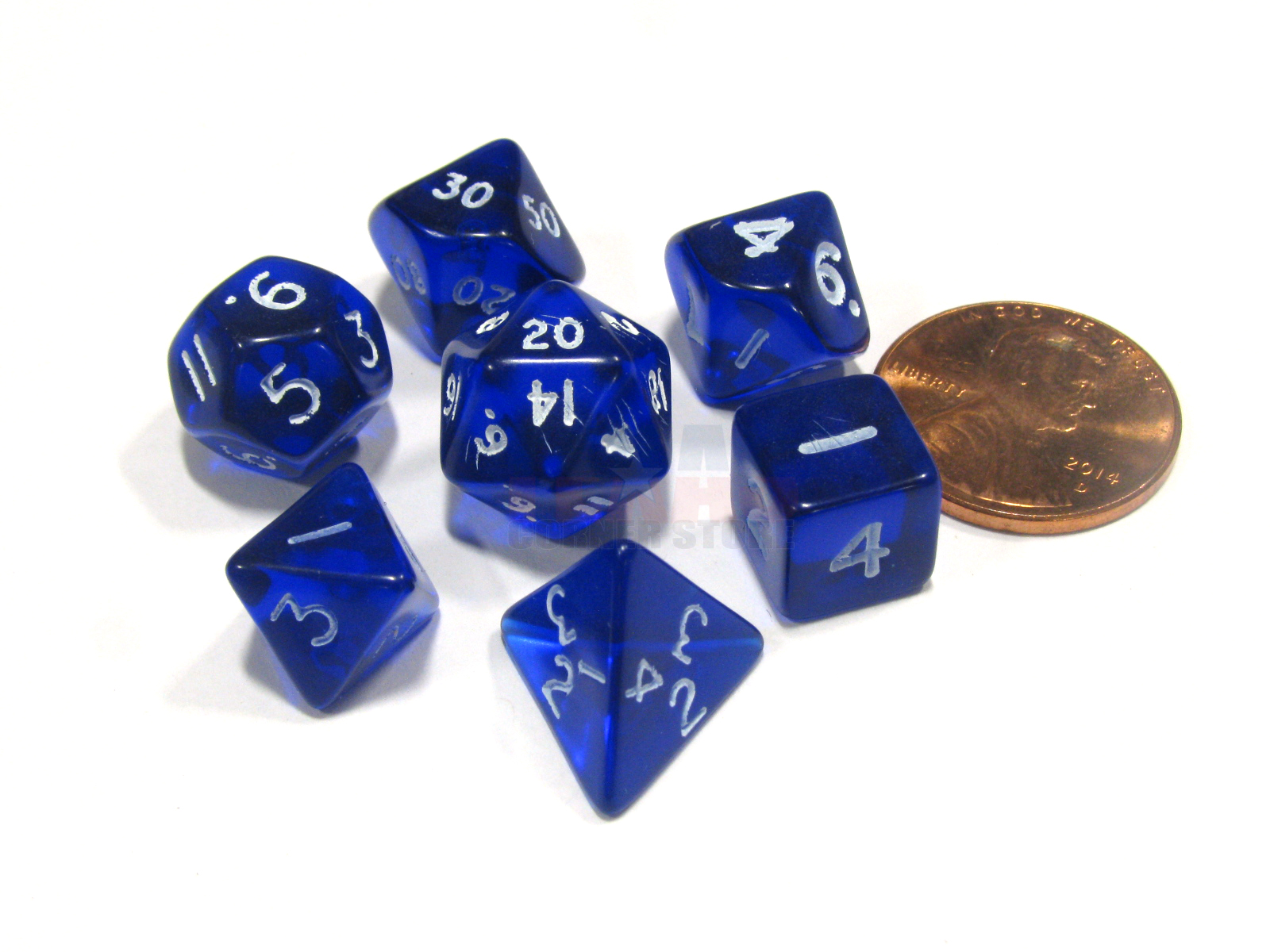 Dice set Mini Polyhedral Dice Blue/White